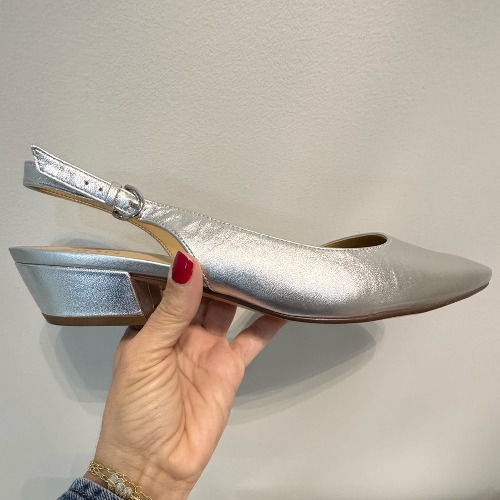 Naturalizer Silver Women's Slingback Heels - Picture 2 of 8